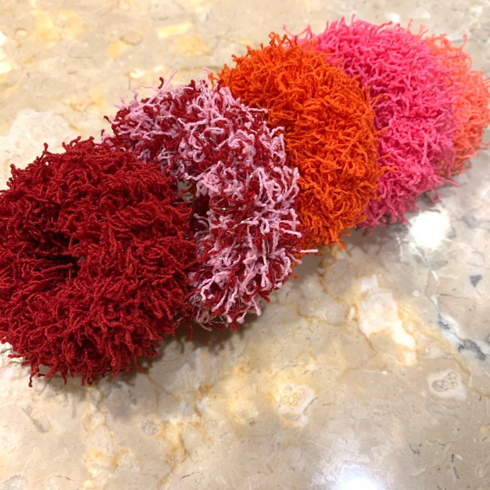 HANDMADE EYELASH SCRUNCHIE HAIR TIE BUNDLE MULTI COLORS  5 PACK
